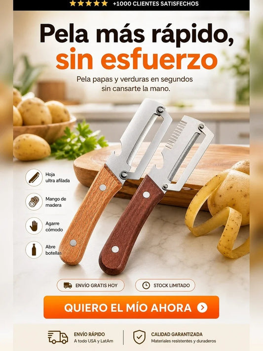 Pack x2 CUCHILLO TODO EN 1 - Corta, pela y Ralla